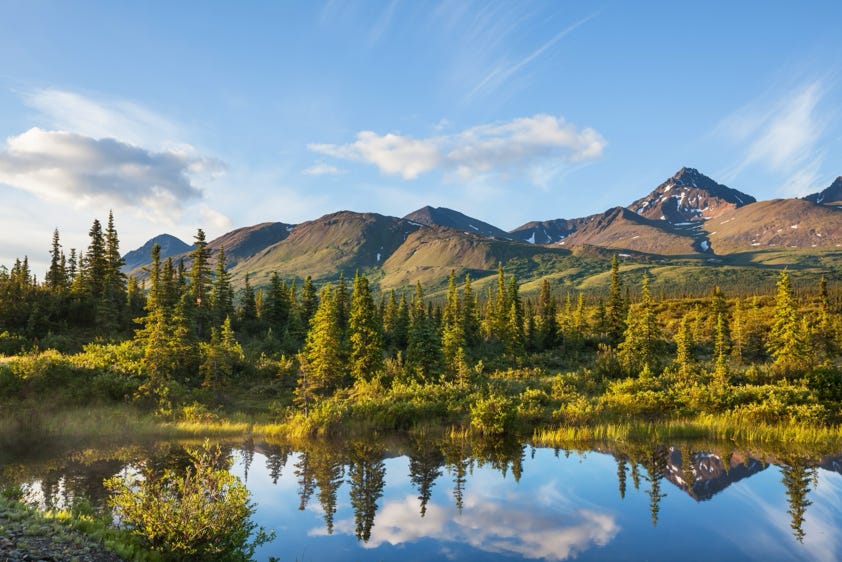 Alaska lake and mountain landscape
