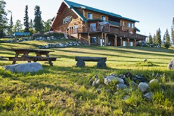 Firepit view of our Alaskan fishing lodge