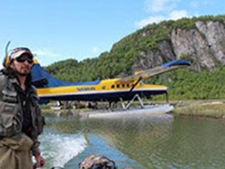 Float plane on the flyout fishing trip to Wolverine Creek